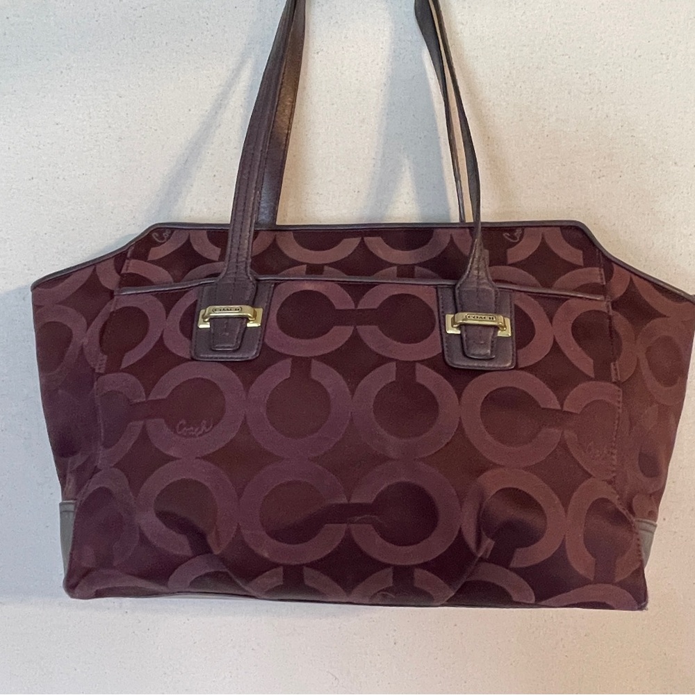 Coach Op Art Alexis Carryall Tote Bag - Bordeaux